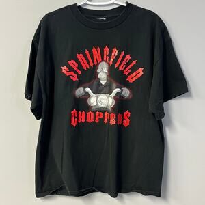 y2k springfield choppers black cotton t shirt homer simpson bike 2004 size xxl